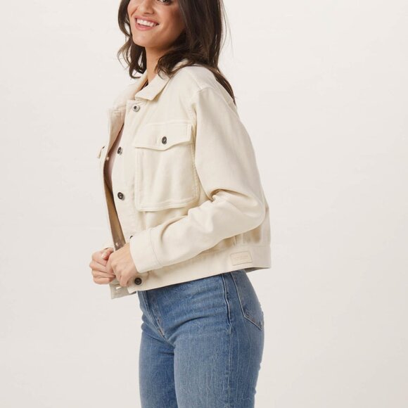 The Normal Brand Comfort Terry Trucker Jacket in Cream- medium - Picture 6 of 6